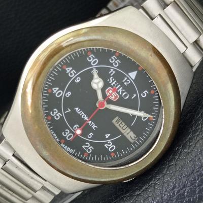 ПОДЛИННЫЕ ВИНТАЖНЫЕ МУЖСКИЕ ЧАСЫ SEIKO 5 AUTOMATIC JAPAN 7009A С ЧЕРНЫМ ЦИФЕРБЛАТОМ a702332-5