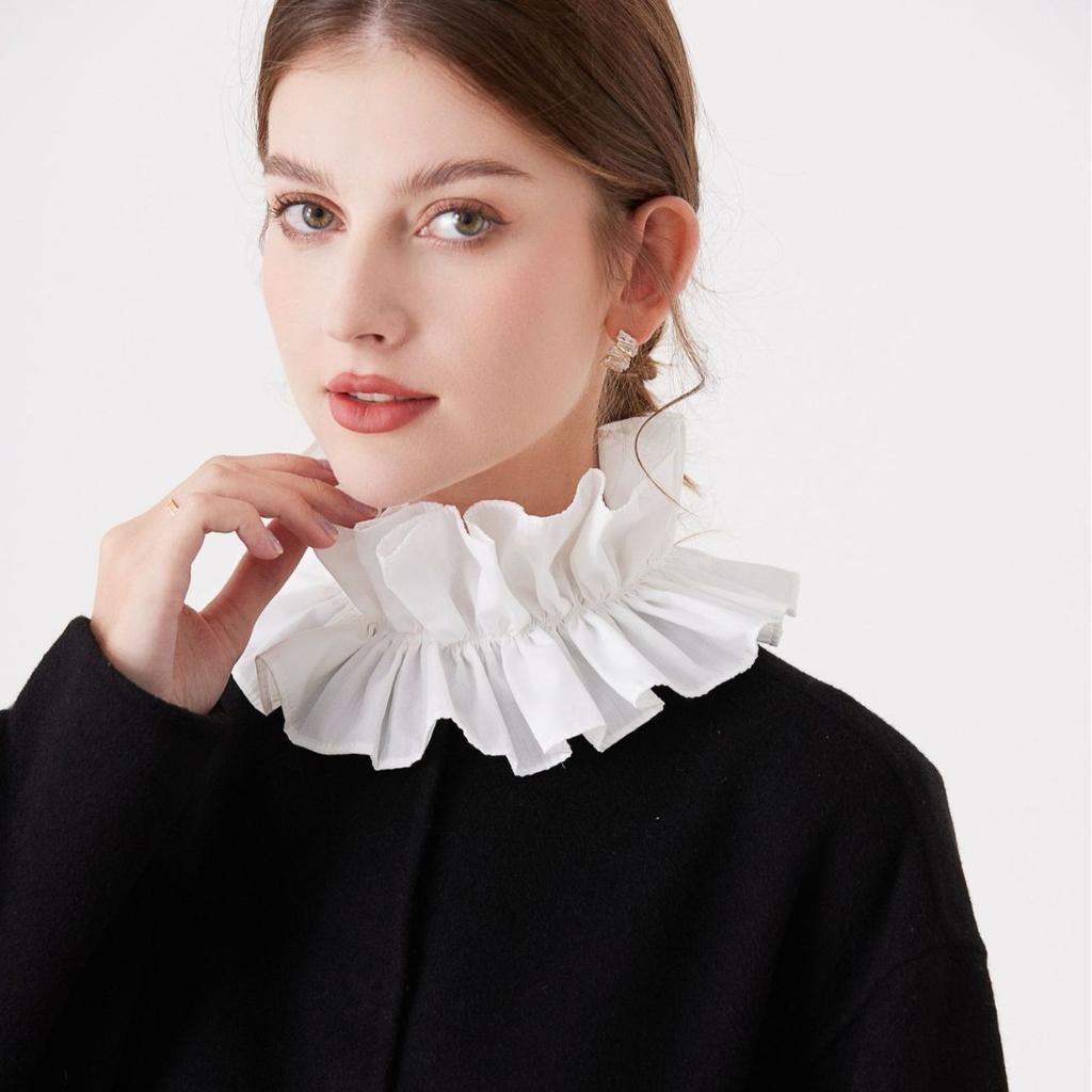 Хлопковый обхват шеи, ложный воротник, плиссированный воротник-стойка, одежда, уменьшающая возраст, женская универсальная шаль