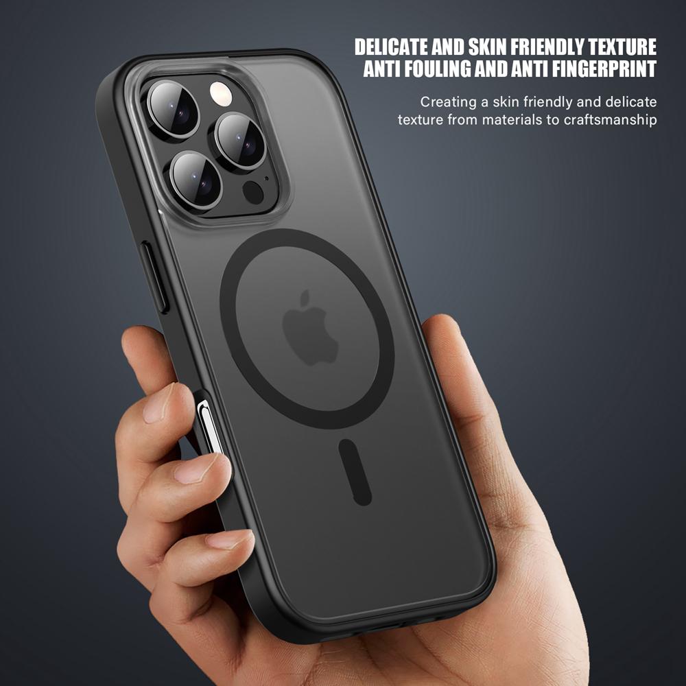 KEYSION Matte Case for MagSafe for iPhone 16 Pro Max Silicone+PC Translucent Shockproof Phone Back Cover for iPhone 15 Pro Max