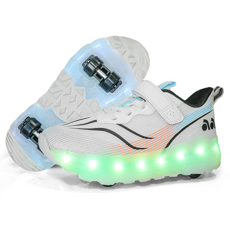 Самоходные роликовые коньки, четырехколесная студенческая версия с колесами, обувь, детские роликовые коньки, выдвижные двухколесные кроссовки на липучках