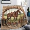 1Pc Woodenlivestock Print Flannel Blanket, High quality Comfortable for All Seasons, Home Decor, Warmth and Comfort, Perfect for Christmas Gifts