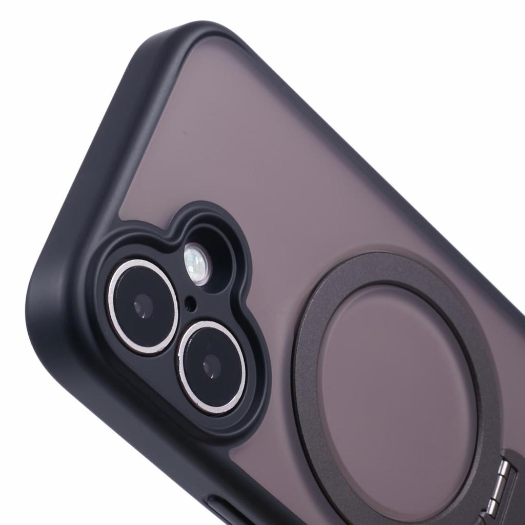 For iPhone 16 Case Compatible with MagSafe Matte TPU+PC Rotary Kickstand Phone Cover