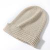 Pure Cashmere Autumn and Winter New Men's and Women's Solid Color Ingot Needle Cuffed Simple Warm Knitted Baotou Hat