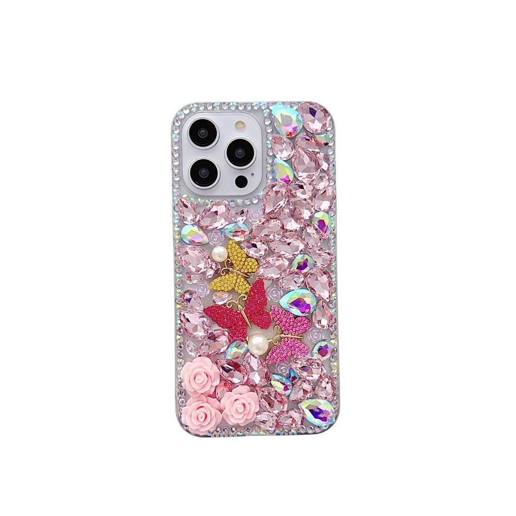 Чехол для мобильного телефона Apple 16promax Butterfly Iphone15, силиконовый защитный чехол 14 Flower Rhinestone, подходит для 13 Luxury