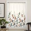 Autumn Thanksgiving Blue-Green Yellow Leaf Plants Sheer Curtains for Kids Bedroom Living Room Voile Window Curtains Tulle Drapes