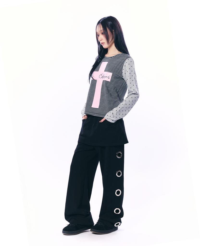 SETUP-EXE Mixed Pattern Top / Gray