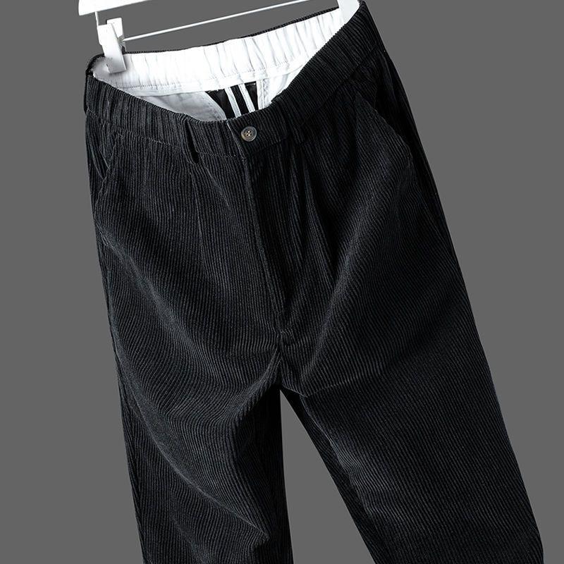 Autumn Thick Men's Double-pleated Trousers Large Size Slim-fit Corduroy Business Casual Pants