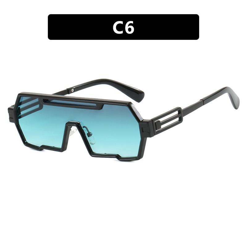 Men's Retro Steampunk Polygon Sunglasses - One-Piece, Irregular, High-End Street Style