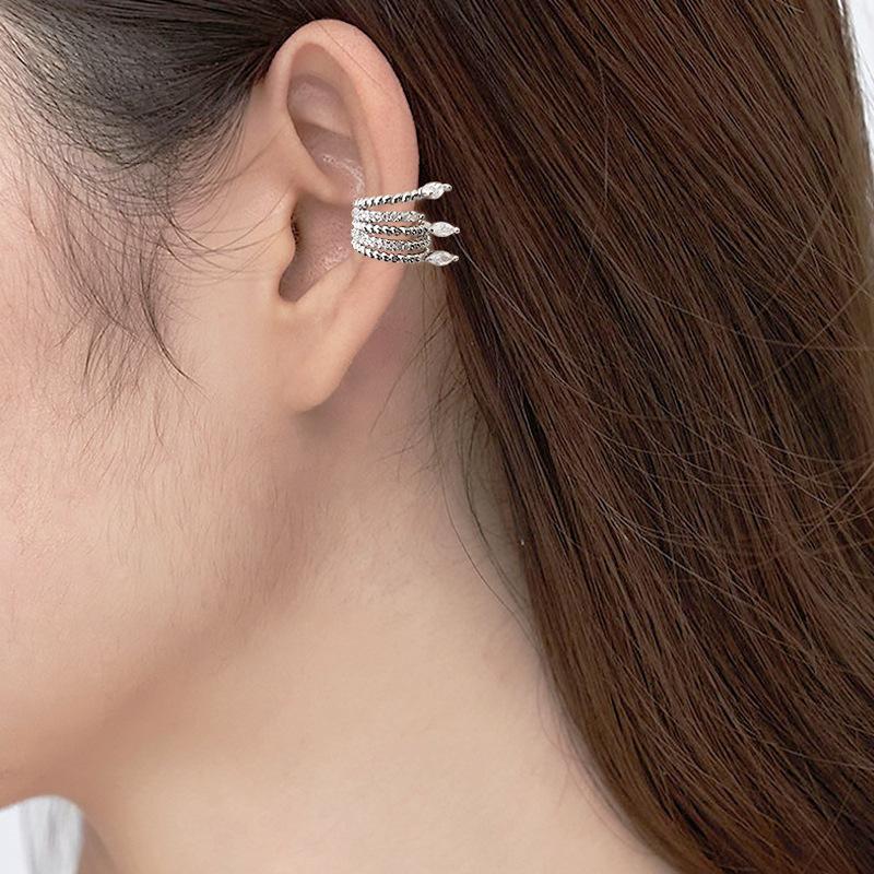 Wings Full Drill Ear Clips Without Ear Holes Cross-Border Cool And Handsome Elf Ear Hanging Personalized Multi-Layer Twist Ear Bone Clips