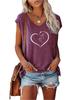 Women Fashion Printed Top Summer V Collar Tee Shirt Ladies Casual Short Sleeve T-shirt
