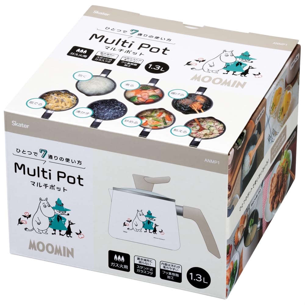 Skater For Gas Rice Milk Deep Moomin Multi-Pot, 1.3L, Stoves, 7-in-1 All-Purpose Pot, Cooker, Pan, Fryer, Saucepan, Design, ANMP1-A