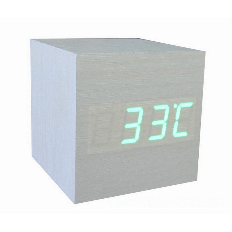 Smart Wooden Digital Alarm Clock with Night Light - Multi-functional Square Wall Clock for Students
