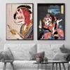 Solid Wood Frame Japanese Fox Mask Art Poster Vintage Geisha Traditional Canvas Painting Oriental Japan Travel Exhibition Wall Picture Room Decor