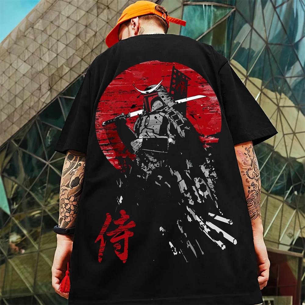 Мужская футболка с 3D-принтом японского самурая, летняя модная повседневная футболка для мужчин, уличный тренд, футболки оверсайз, пуловер с коротким рукавом