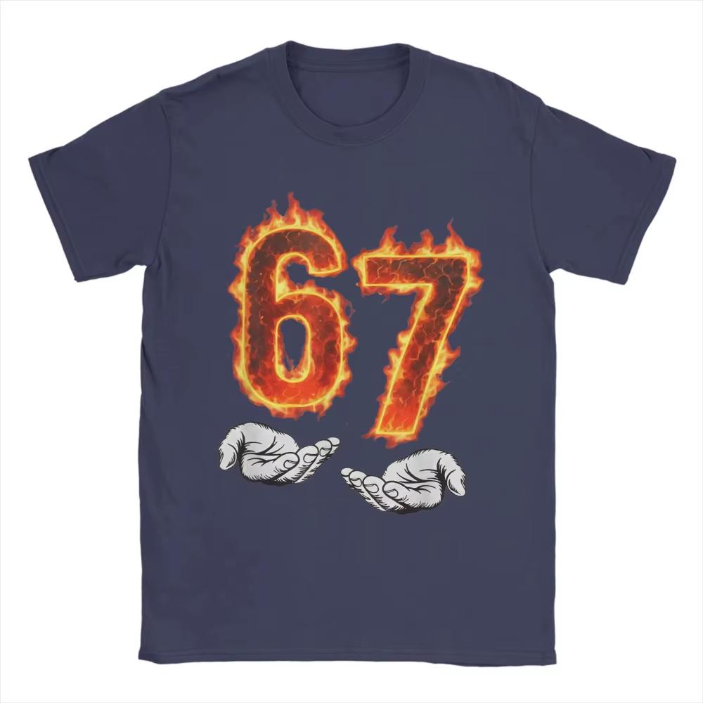 6 7 Meme Six Seven Hands Meme Fire Printed Tshirt For Unisex Unisex Leisure Cotton Tees Round Neck Short Sleeve T Shirt Tops