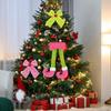 Christmas Bow Hanging Ornament Plush Elf Legs with Red Green Bows for Tree Decor Festive Fun Home Decoration