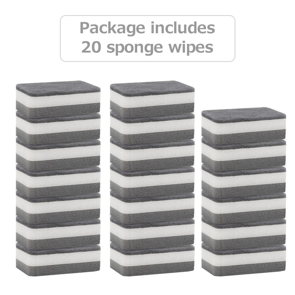 20 шт., губка для мытья посуды, бытовая двухсторонняя щетка для мытья посуды, кухонная чистка по дому, закругленная