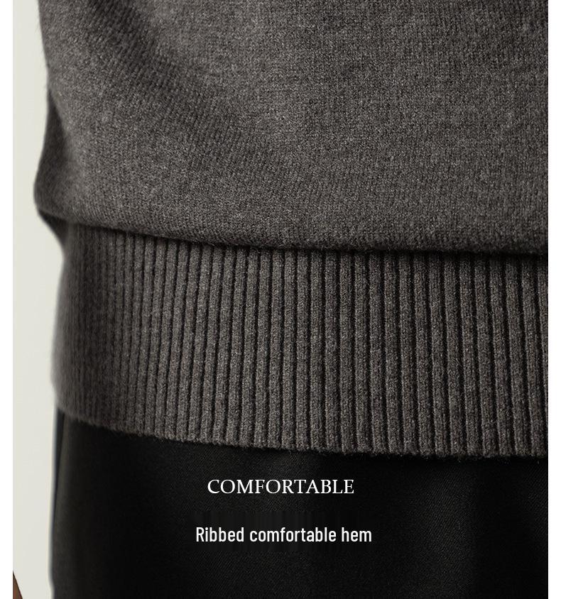 Итальянская легкая роскошь Мужская шерстяная короткорукавная вязаная футболка с высоким воротником для поездок на работу и повседневной носки Осень/Зима