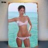 Бренд Винтажный Металлический Пляжный Настенный Декор 8x12 Дюймов - Ретро Океан Купальник Жестяная Табличка, Прочная Табличка для Дома Кухни Бара