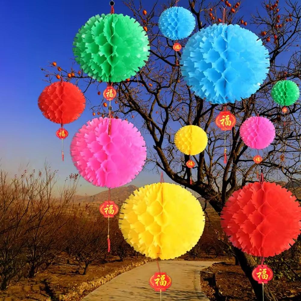 10PCS Waterproof Paper Lantern Ball Jagged Edges Spring Festival Pendant  Chinatown