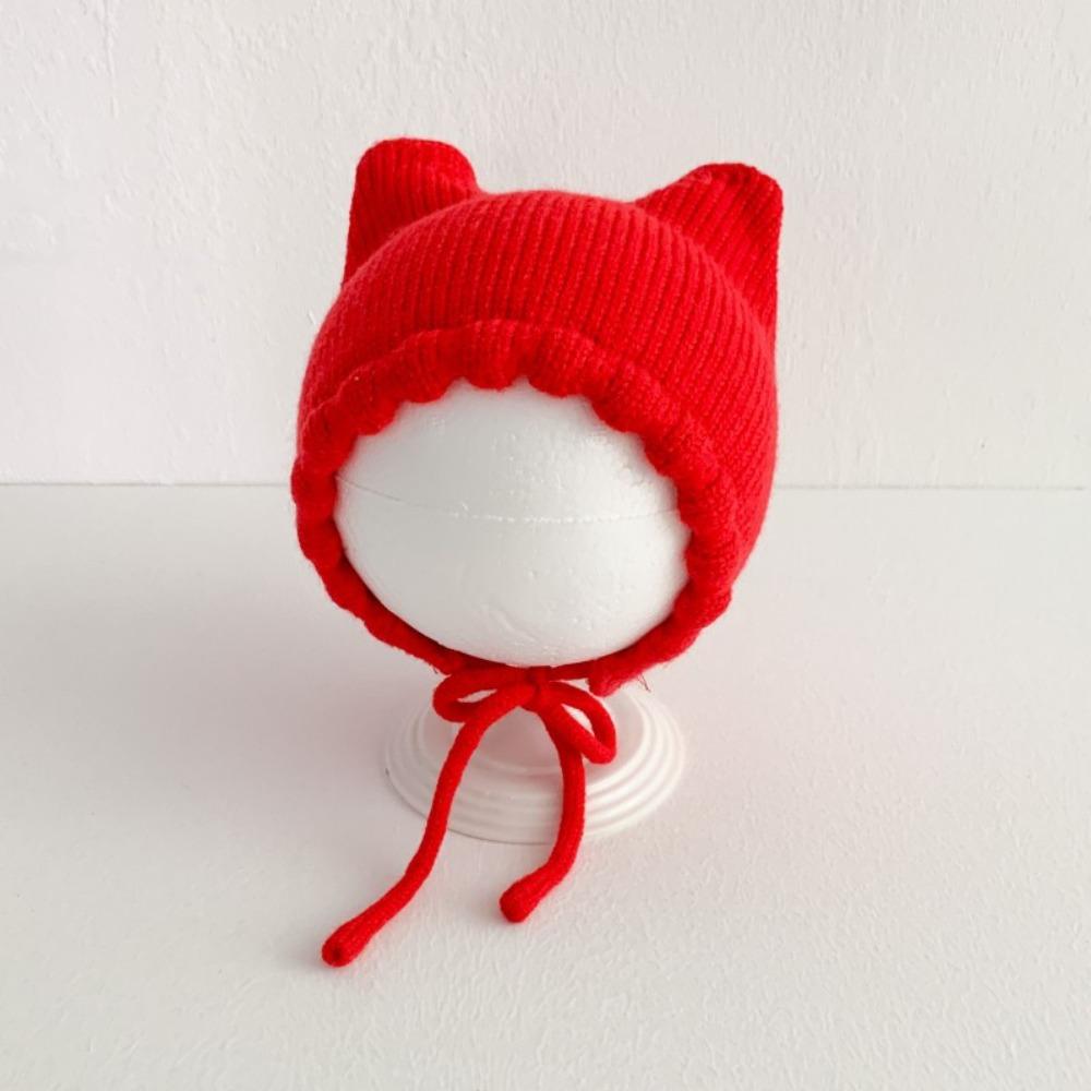 Winter Baby Knitting Hat Solid Color Ear Protection Cap Cute Cat Ear Knit Hat Boys Girls
