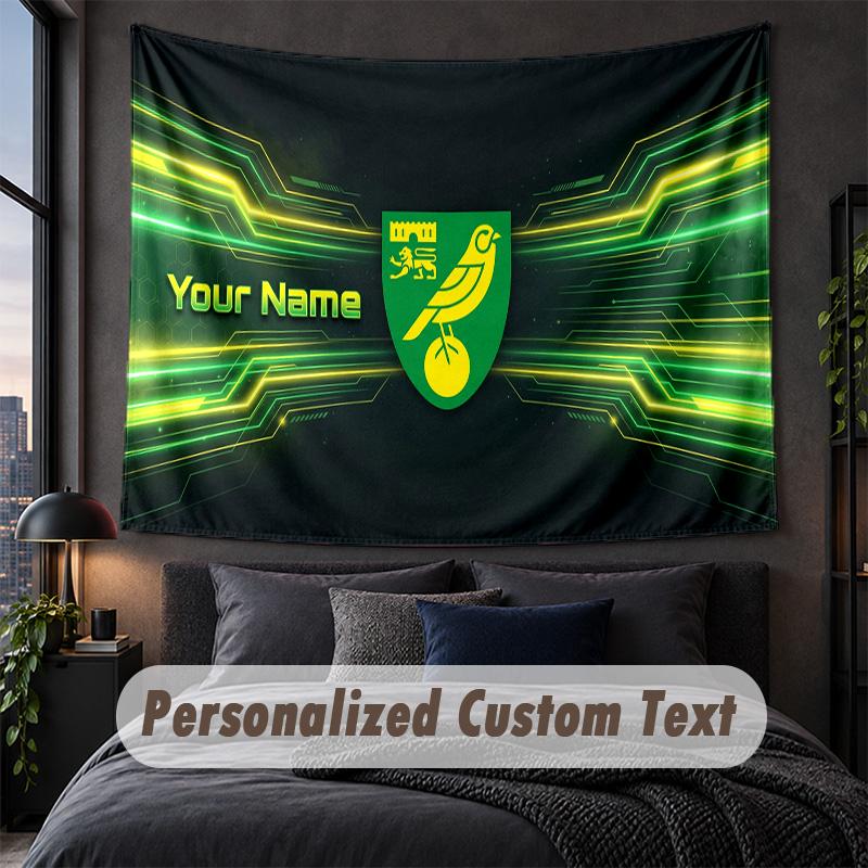 Custom Name Text Tapestry,Norwich City Decorative Wall Hanging, Background Tapestry For Home Bedroom