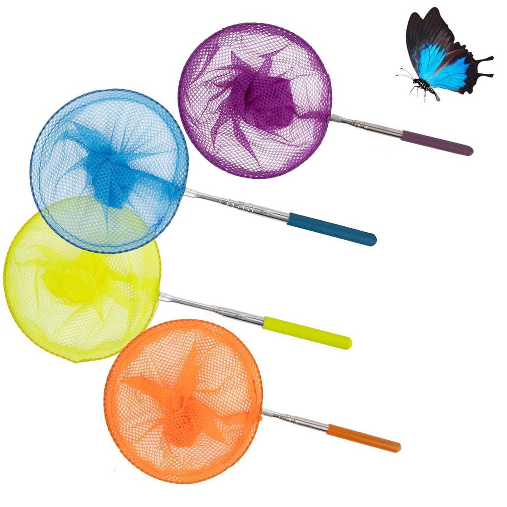 4pcs Children Telescopic Butterfly Fishing Net Retractable Fishing Net for Outdoor Bug and Fish Exploration