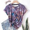Футболка больших размеров в пляжном стиле с растительным принтом, повседневный топ с коротким рукавом для весны и лета, женская одежда больших размеров