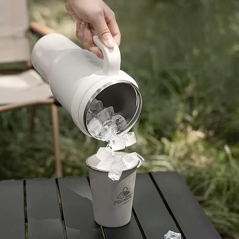 JUSTINLAU 1.1L Thermos Cup Stainless Steel Vacuum Flasks with Dust-proof Straw Cap Double-drink Car Cups Leak-proof Travel Mugs