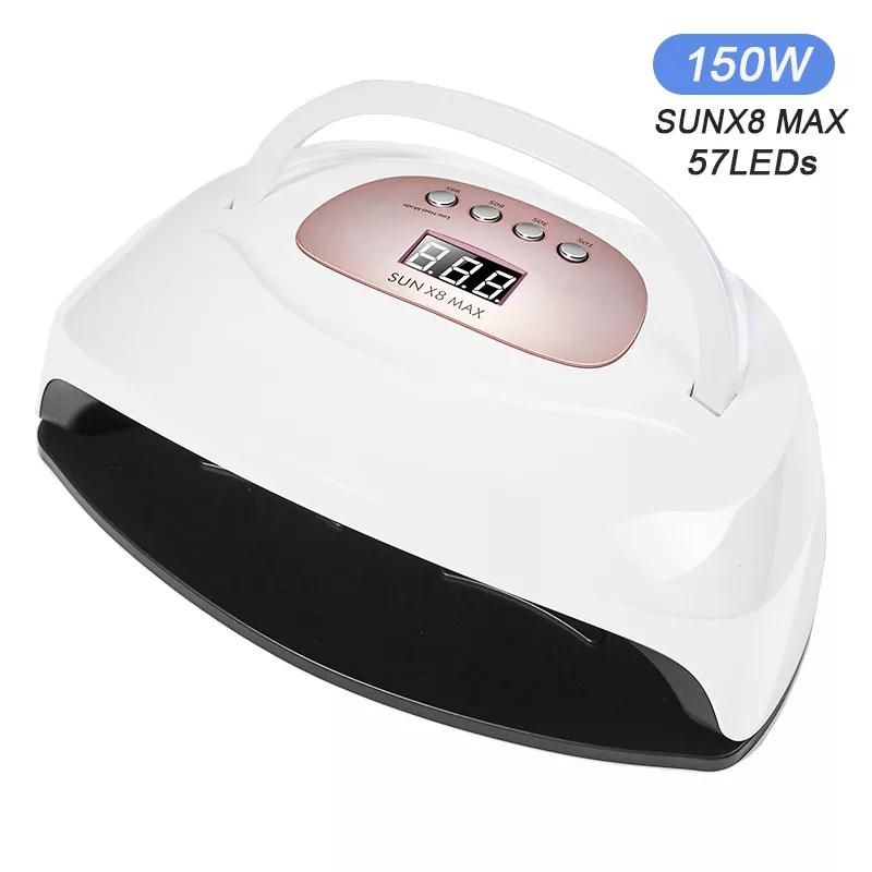 150 Вт SUN X8 MAX УФ-лампа для ногтей с 57 светодиодами, сушилка для ногтей для сушки геля, автоматический сенсорный маникюрный инструмент