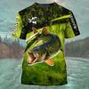 Retro Men's T-shirt, Outdoor Sports Short Sleeved T-shirt with 3D Fishing Print, Men's Casual T-shirt, Loose T-shirt, Men's Streetwear
