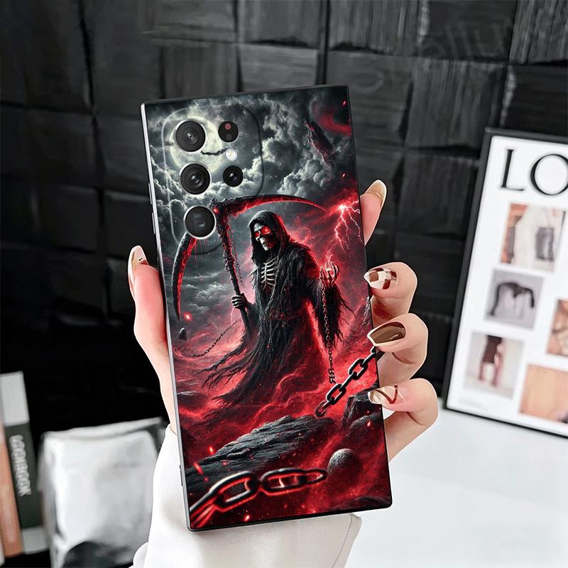 Смерть Жнец Череп Коса Мягкий Чехол для Телефона для Samsung Galaxy S26 S25 Edge S24 Ultra S23 Plus S22 S21 FE S20 Черный Чехол Bac