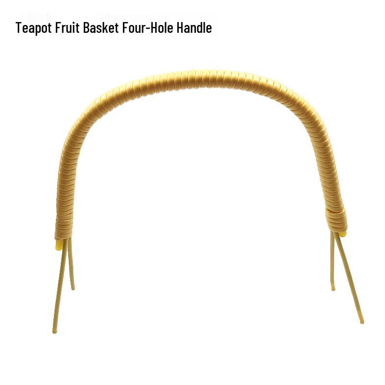 4-Hole Large Teapot and Accessories Set with Rattan Basket Handle