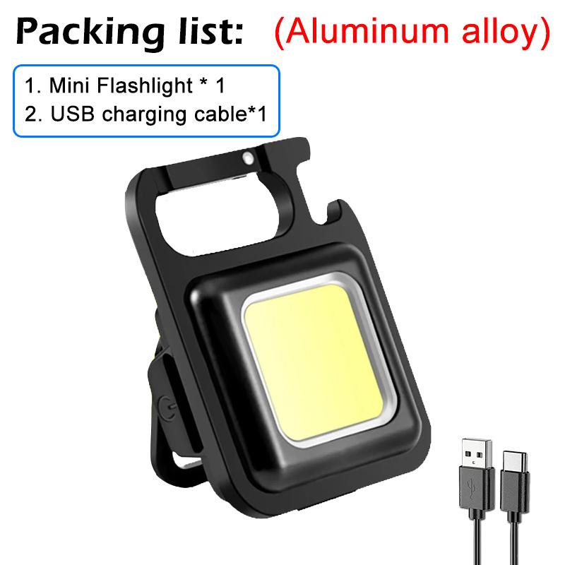 Mini Keychain Light Multifunctional Camping Clip Flashlight USB Rechargeable Outdoor LED Portable Bright Work COB Pocket Lantern