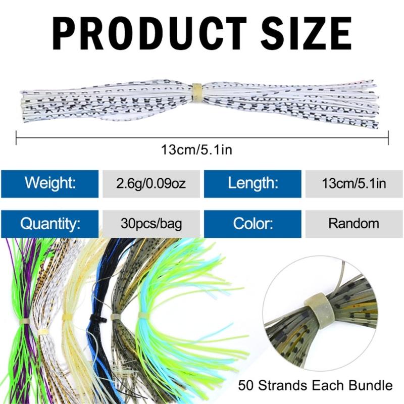 30 Bundles Silicone Jig Skirts 50 Strand/Bundle Squid Silk Skirt Tying Materials Spinnerbaits Buzzbaits Jig Squid Skirt