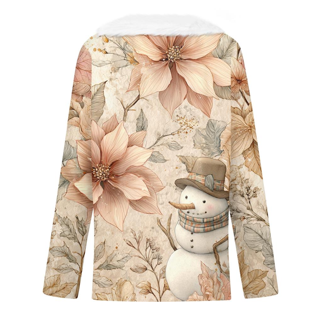 Рубашки с длинным рукавом для женщин Милые топы Рождественские принты Футболки Блузки Повседневные топы больших размеров Базовые топы Пуловеры