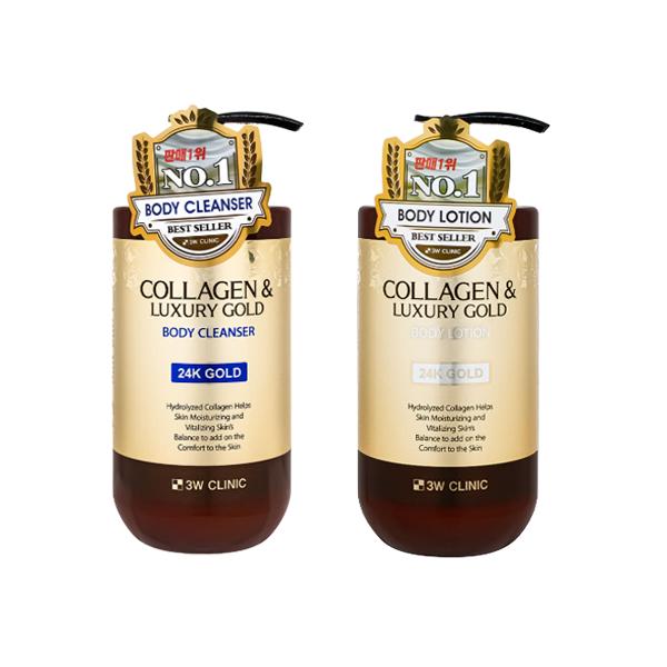 3w Clinic Коллаген и Роскошное Золото Комплексный Уход (Шампунь, Гель для душа, Лосьон для тела, Эссенция для волос, Мист для волос, Ампула для волос) (20 вариантов)