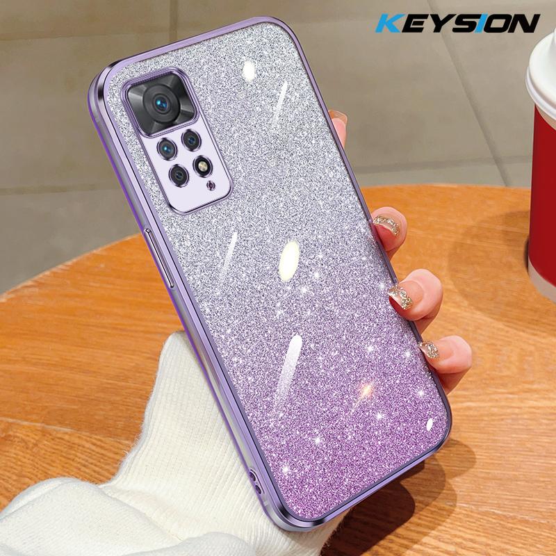 KEYSION Роскошный чехол-бампер с покрытием и блестками для Redmi Note 11 Pro 11S 5G 11 Pro+ 5G, прозрачный, из мягкого ТПУ, противоударный