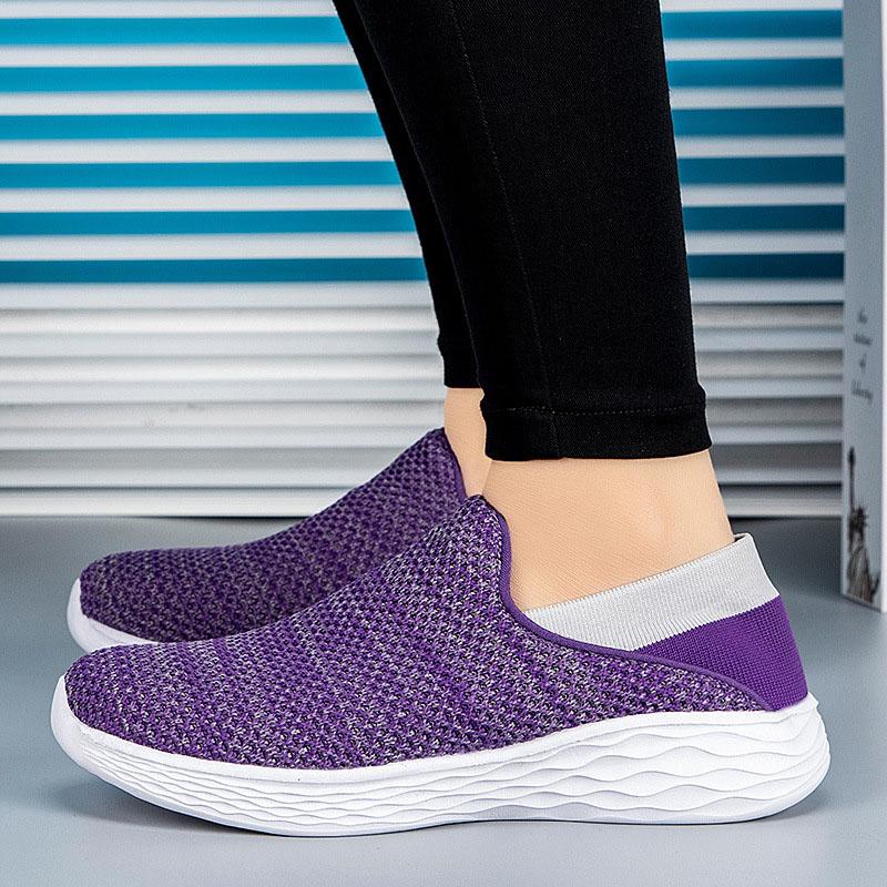 35-47 Унисекс Кроссовки Женские Мужские Дышащая Вязаная Сетка Беговые Кроссовки Слипоны Для Ходьбы Бега Джоггинга Повседневная Обувь Фитнес Спортивная Обувь