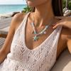 Summer Beach Vacation Necklace For Women Starfish Shell Pendant Irregular Stone Choker Neck Chain Hawaiian Holiday Party Jewelry