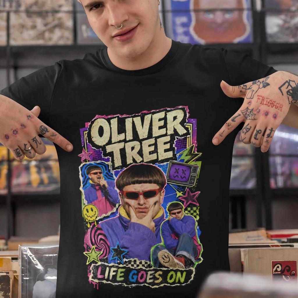 Summer Hot Sale Singer Oliver Tree Life Goes on 2026 T-shirt Y2K Unisex Casual Cotton T Shirt Print Crew Neck Short Sleeve Lightweight Casual T Shirt