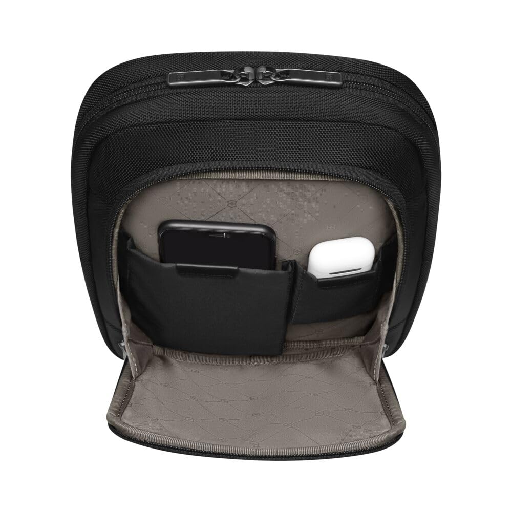 Victorinox Сумка кроссбоди Werks Traveler с карманом на молнии для планшета 7 л, антибактериальная, для бизнеса, черная, 7,0, карман для 11-дюймового планшета, карман, ремешок, вместимость,