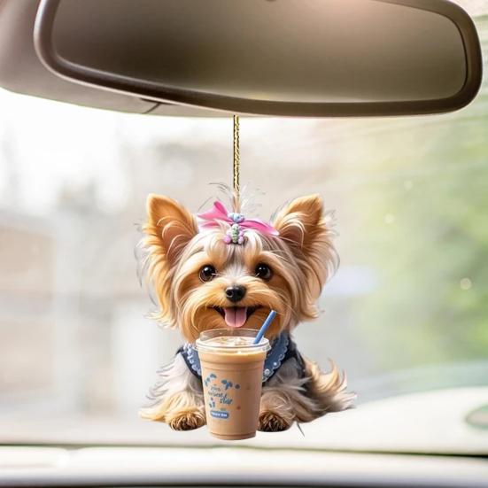 Подвеска в виде щенка на зеркало заднего вида, подвесное украшение для автомобиля, акриловая рождественская елка, дверь, окно