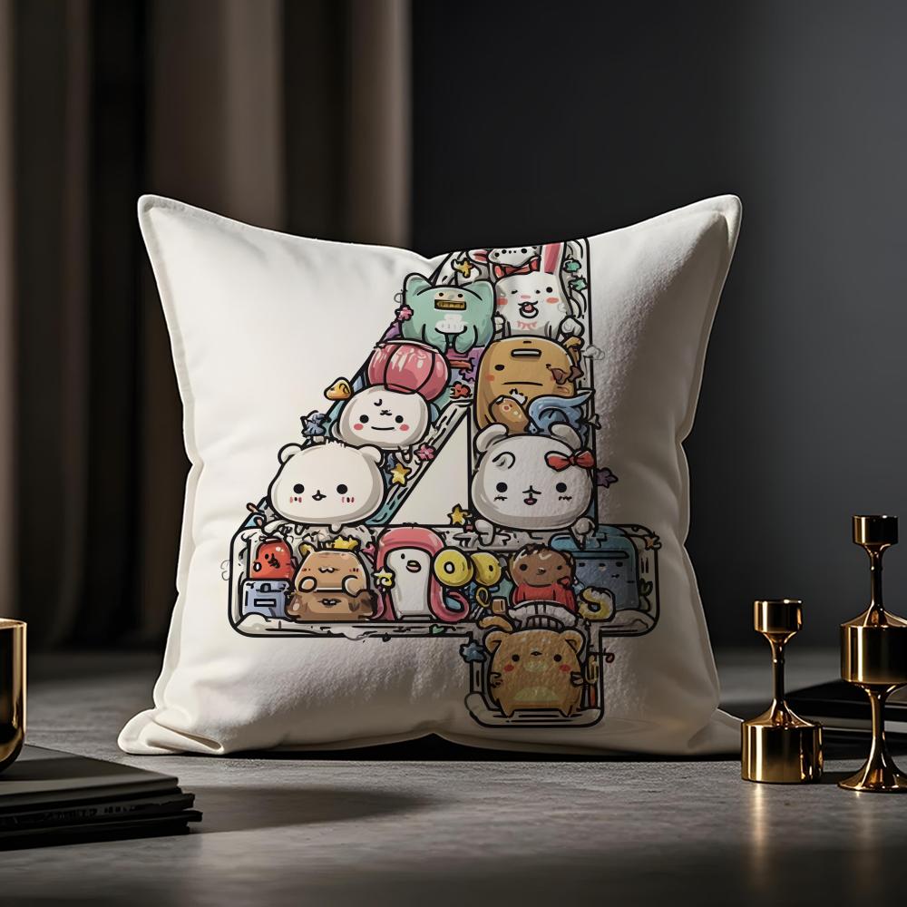 Digital Design Cushion Cover Anti-dustmite Pillowcase Invisible Zipper Silky Short Plush Sofa Cushion Cover