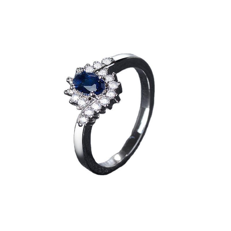 Натуральное королевское синее кольцо Дианы с синим цирконом, женское кольцо с инкрустацией красочных сокровищ, высокая мода