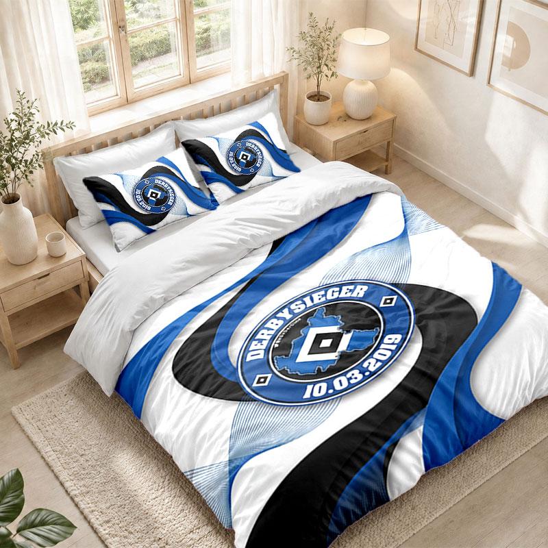 Bedding Set 1 Duvet Cover 2 Pillowcases Hamburger SV Football Print Bedroom Home Decoration