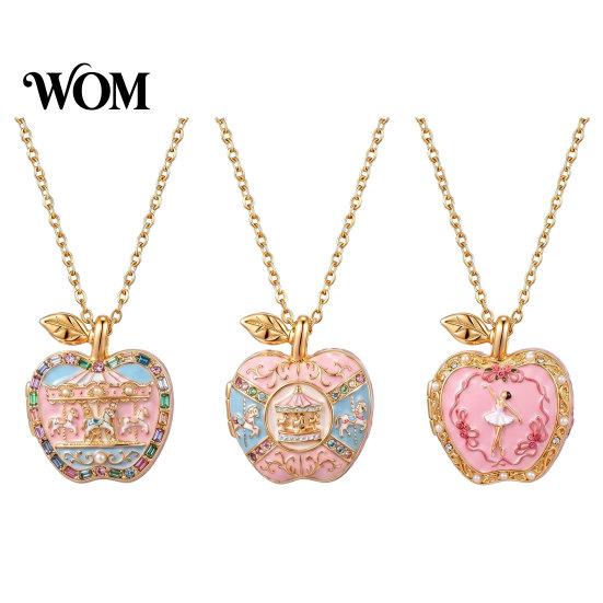 Fine Detail Necklace Gift Openable Fruit Charm Necklace, Treasure Box Pendant with Mini Elegant Lightweight Figurine Inside, for Wife Girlfriend