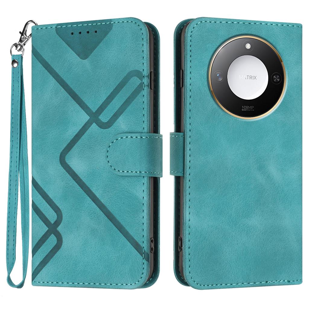 For Honor X9c Smart 5G/Honor X60 5G Wallet Case Line Imprinted PU Leather Phone Cover with Strap