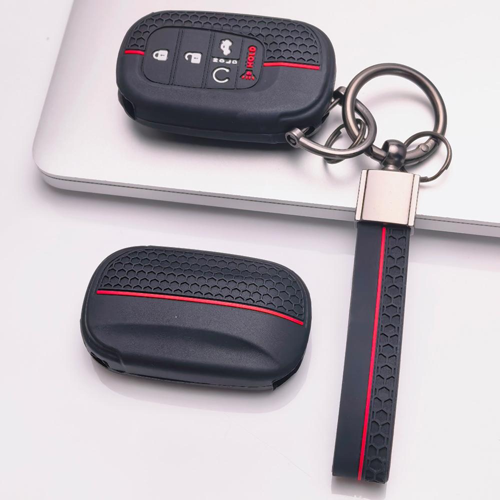 Силиконовый чехол для брелока автомобиля Honda Civic Accord Inspire HRV CRV Pilot Odyssey ZR с брелоком, сотовая текстура, гоночная полоса, чехол для пульта дистанционного управления автомобилем