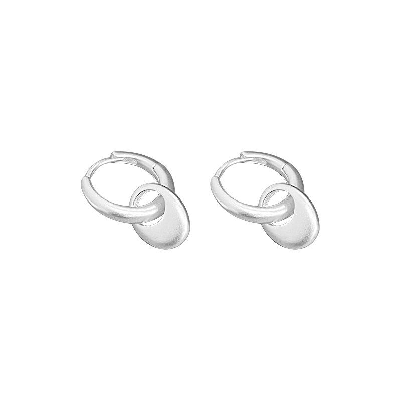 Simple Frosted Oval Ear Button for Women's Heavy Industry Fashionable Personality Cold Wind Ear Ring